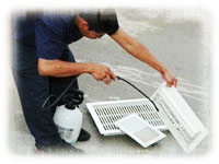 Guy washing air vent